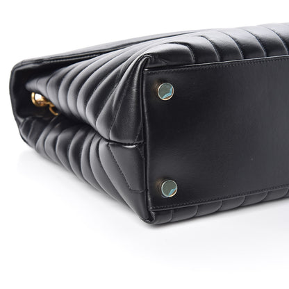 Saint Laurent Calfskin Y Quilted Monogram Large Loulou Chain Satchel Black 10 of 11
