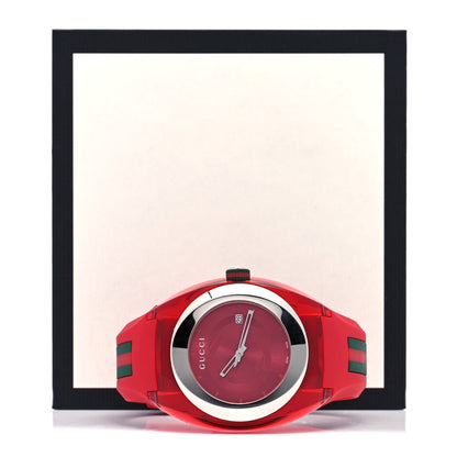 Gucci Stainless Steel Rubber 46mm Sync Web Quartz Watch Red 5 of 5