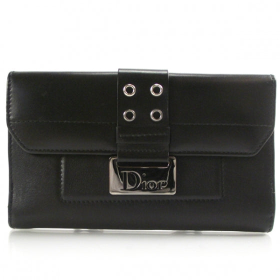 Leather Grommet Wallet Black