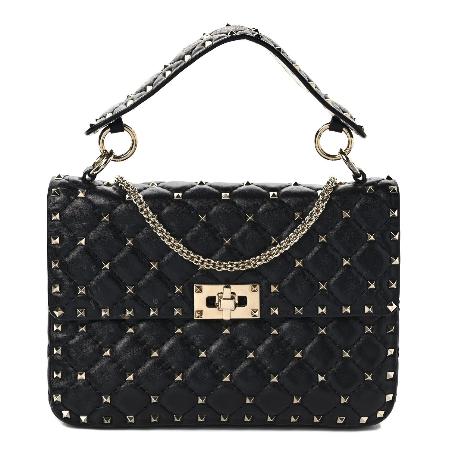 Valentino Garavani Lambskin Medium Rockstud Spike Shoulder Bag Black 1 of 7
