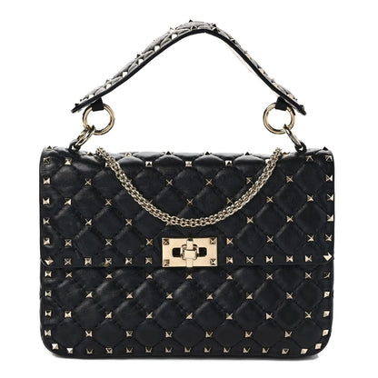 Valentino Garavani Lambskin Medium Rockstud Spike Shoulder Bag Black 1 of 7