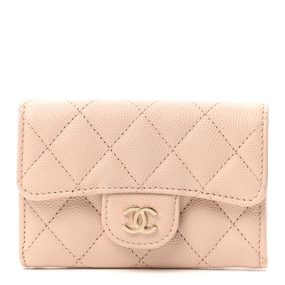 Chanel Caviar Quilted Flap Card Holder Wallet Beige 1 of 8