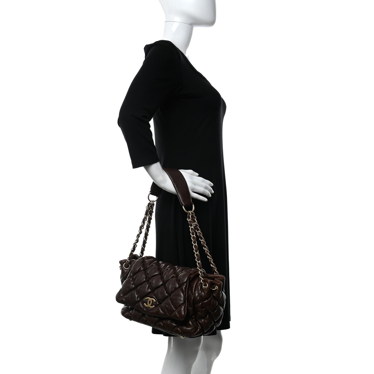 Chanel Lambskin Bubble Quilt Accordion Flap Dark Brown 2 of 10