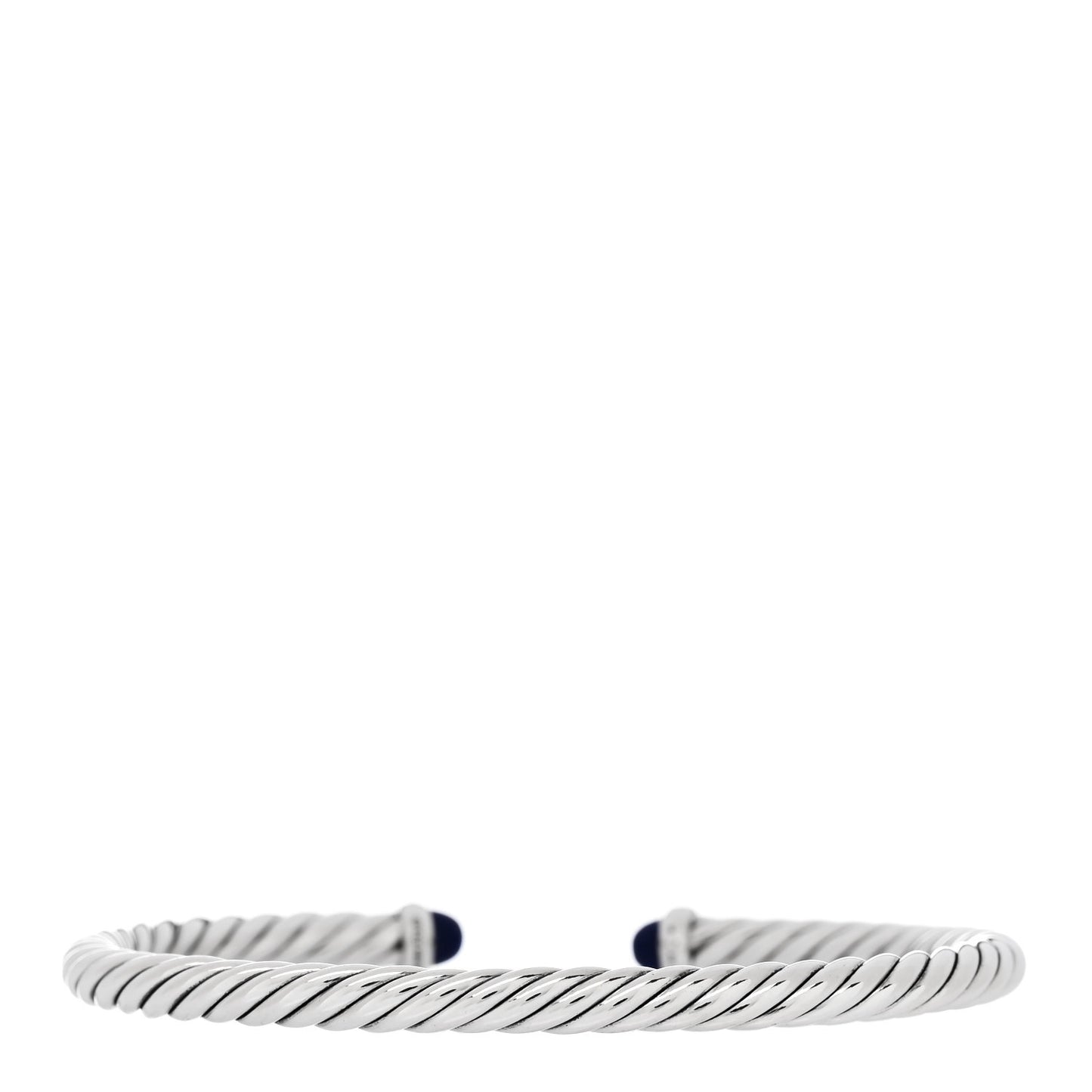 Sterling Silver 14K Yellow Gold Lapis Lazuli 4mm Cable Flex Bracelet