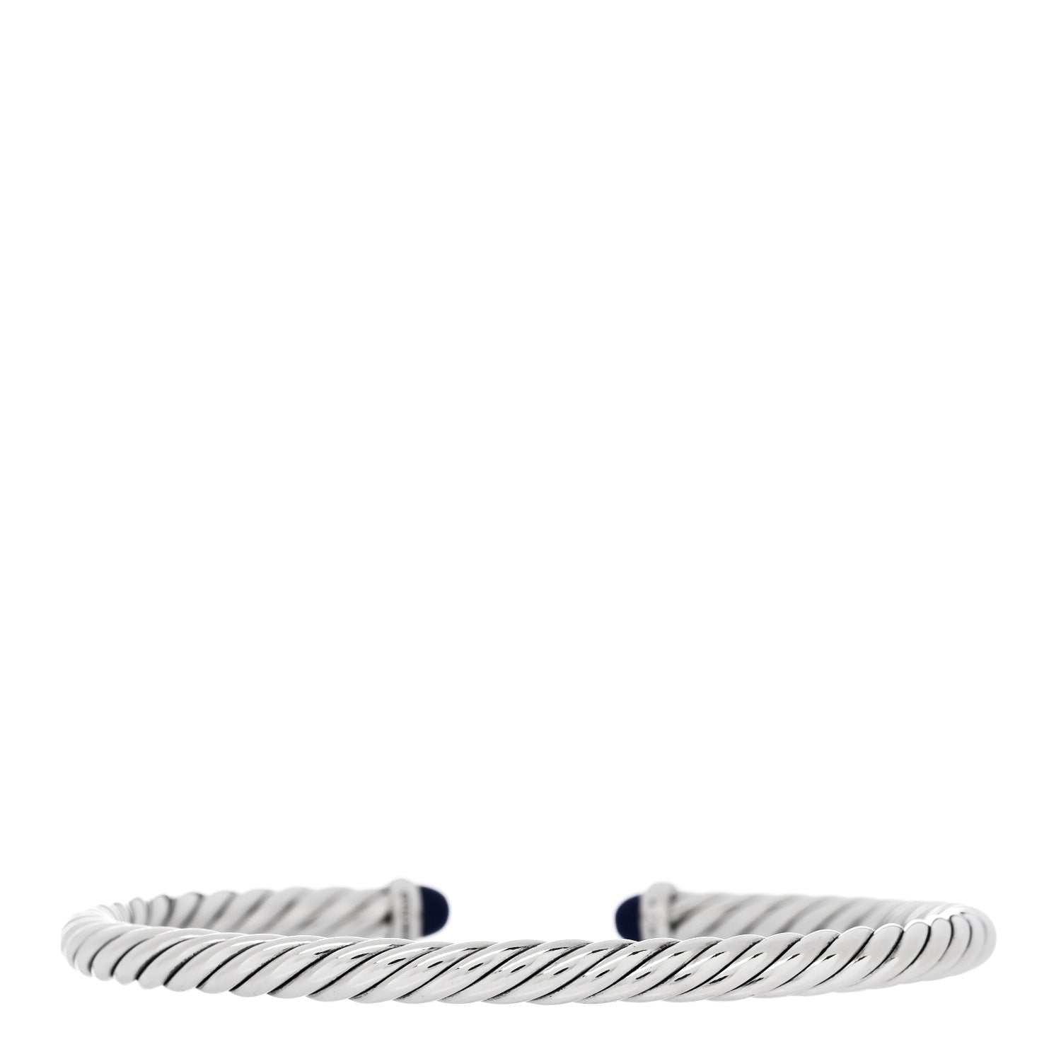 David Yurman Sterling Silver 14K Yellow Gold Lapis Lazuli 4mm Cable Flex Bracelet 3 of 5