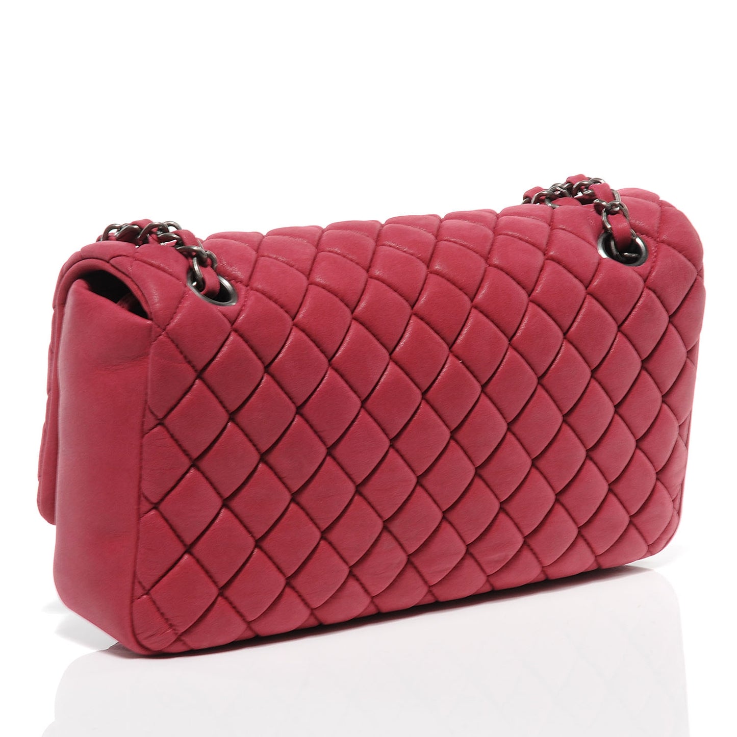 Iridescent Calfskin Small New Bubble Flap Fuchsia
