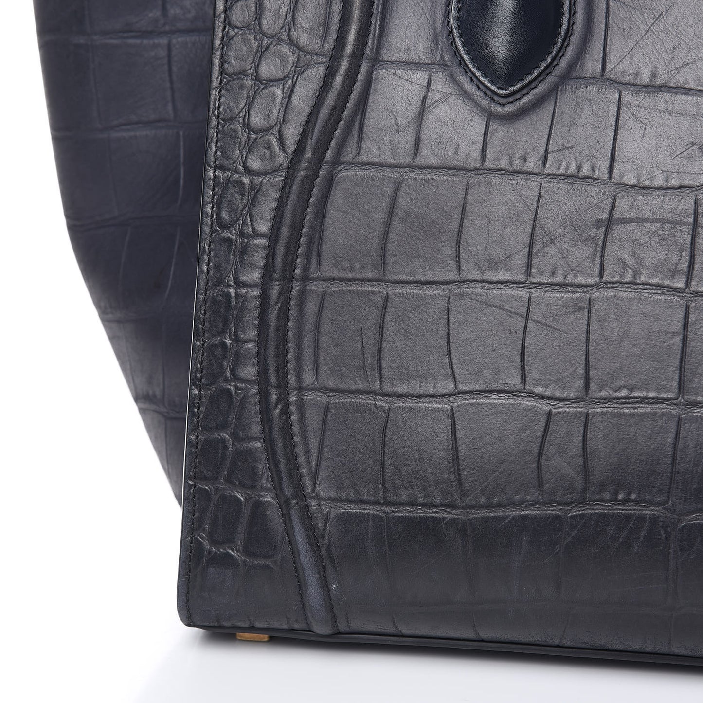 Crocodile Embossed Calfskin Medium Phantom Luggage Navy Blue
