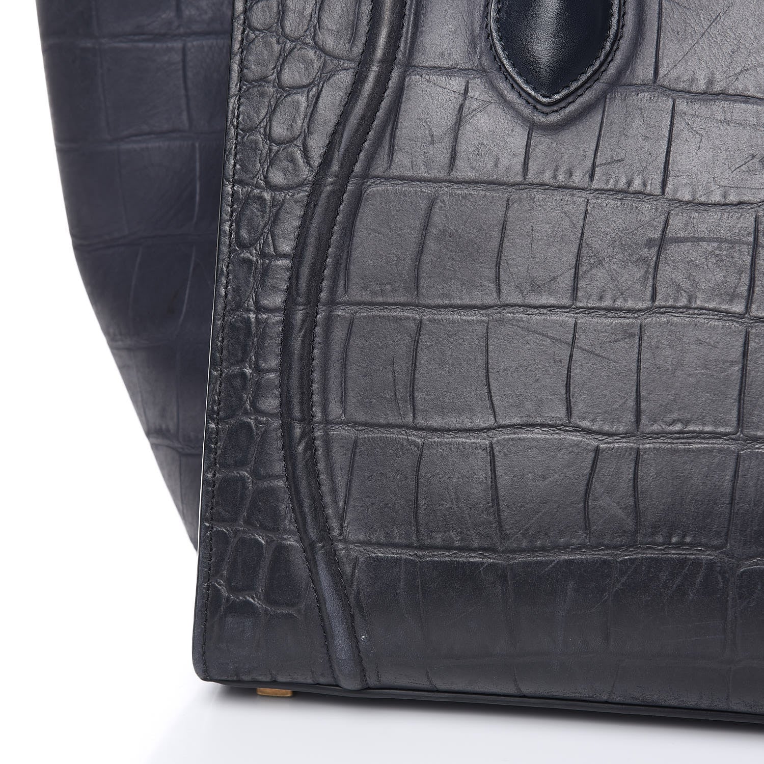 Celine Crocodile Embossed Calfskin Medium Phantom Luggage Navy Blue 20 of 21