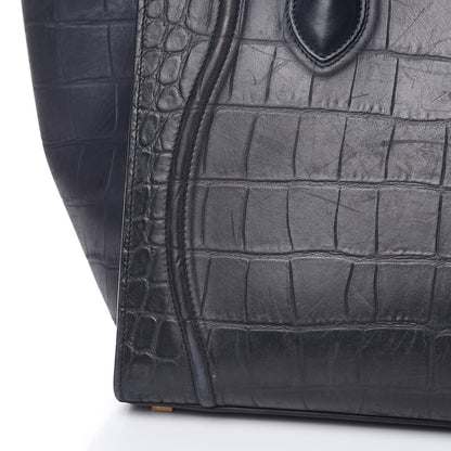 Celine Crocodile Embossed Calfskin Medium Phantom Luggage Navy Blue 20 of 21