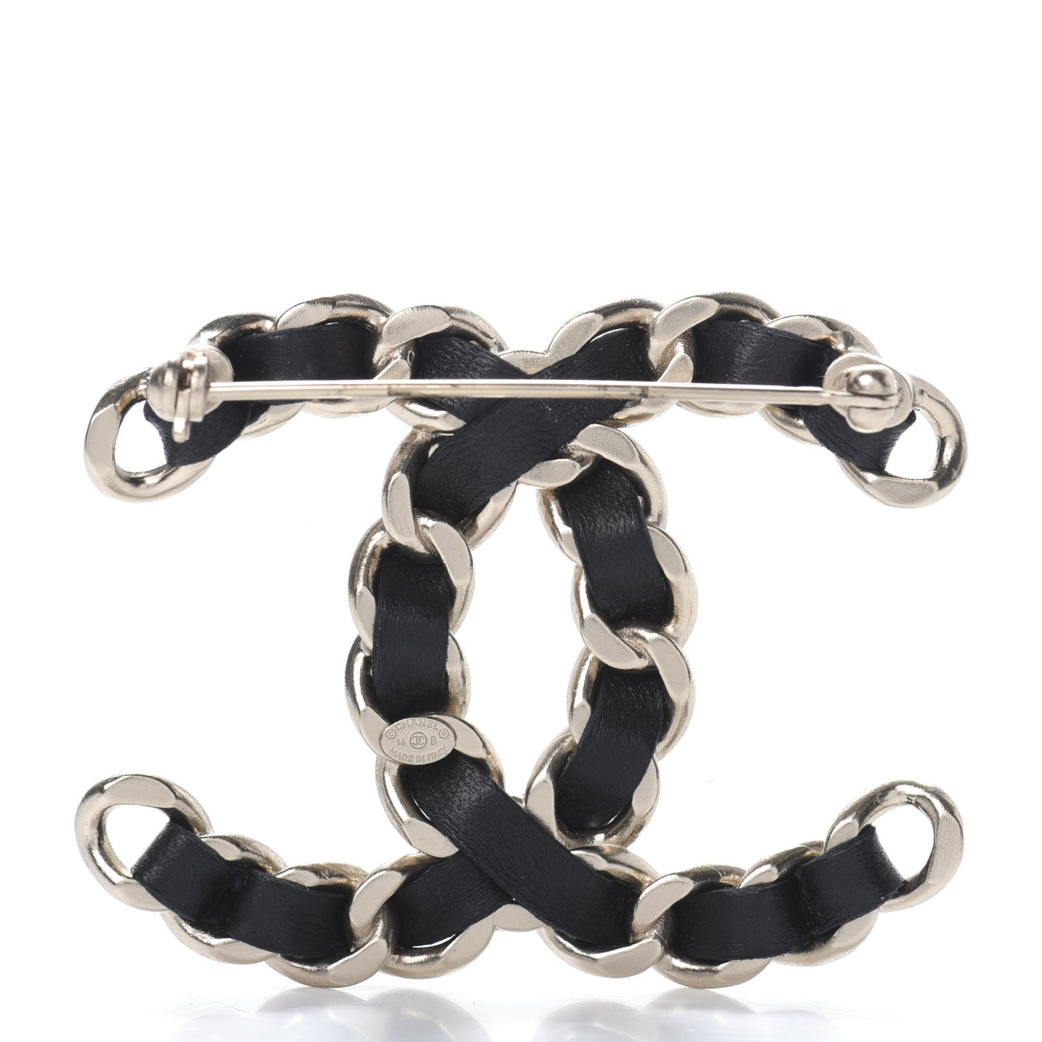 Chanel Lambskin Chain CC Brooch Black Gold 3 of 4