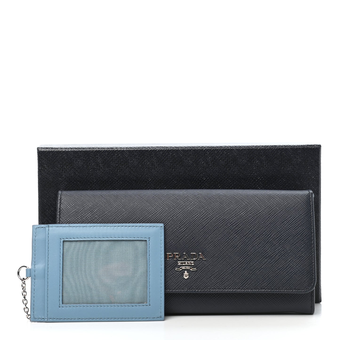 Saffiano Bi-Color Metal Continental Flap Travel Wallet Baltico Astrale