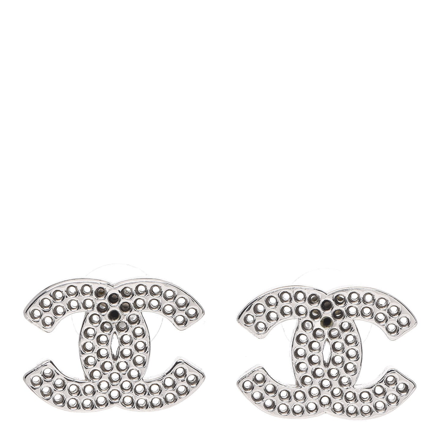 Perforated CC Clip On Earrings Silver