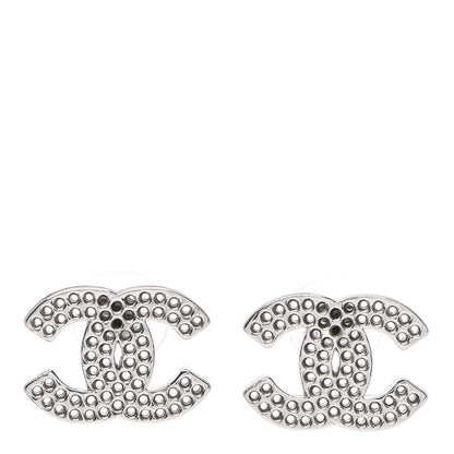 Chanel Perforated CC Clip On Earrings Silver 1 of 4