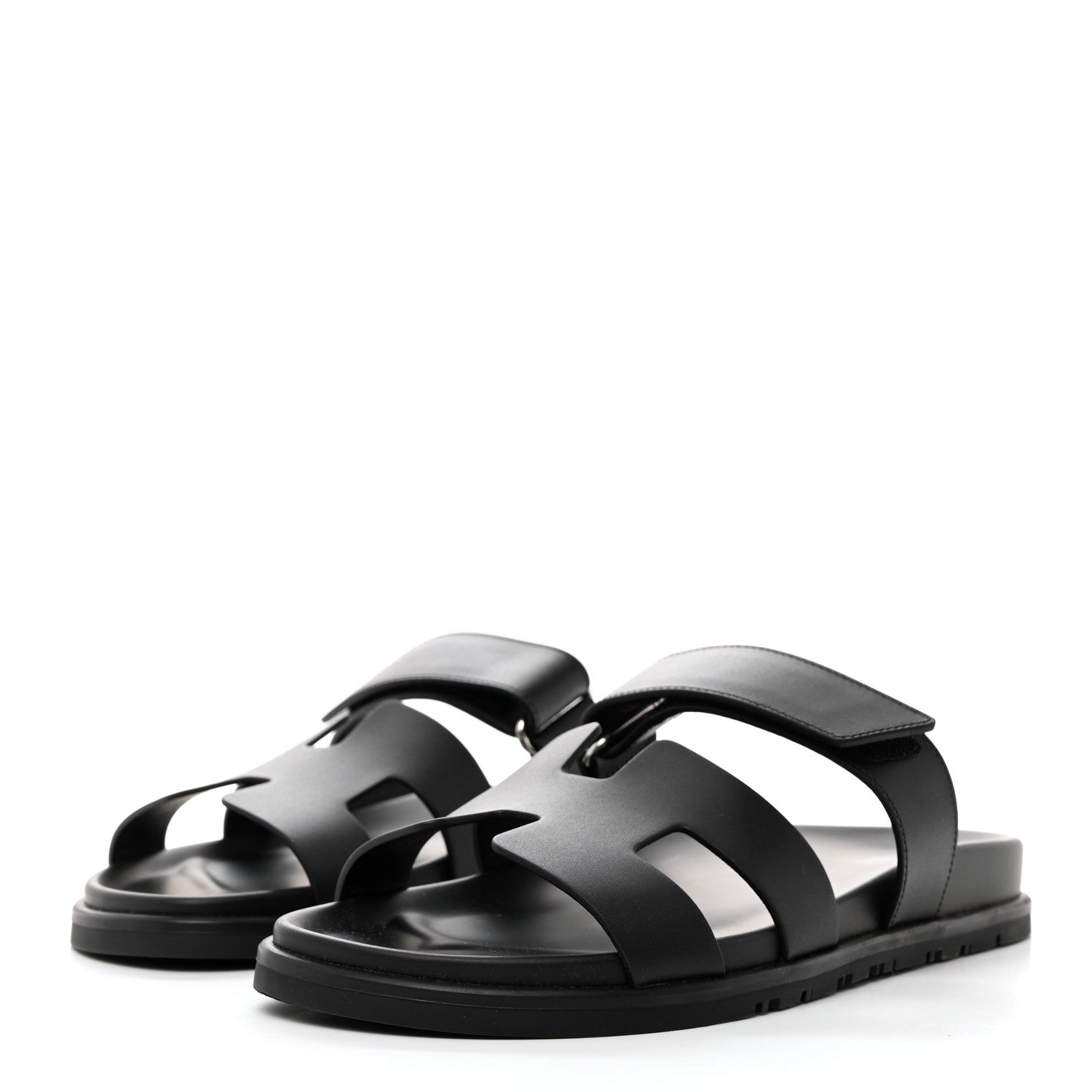 Hermes Calfskin Womens Chypre Sandals 40.5 Black 3 of 9