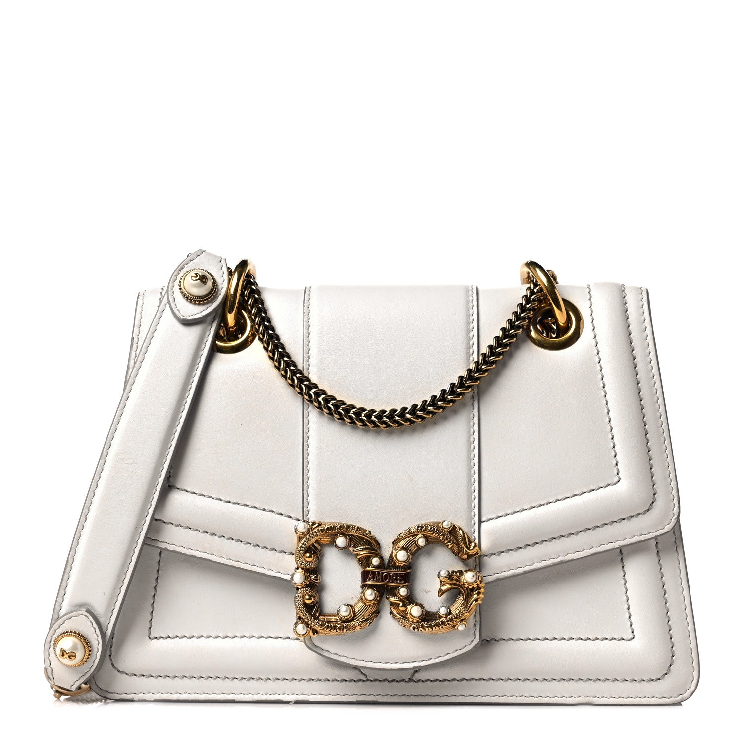 Dolce & Gabbana Smooth Calfskin Small DG Amore Envelope Bag White 1 of 9