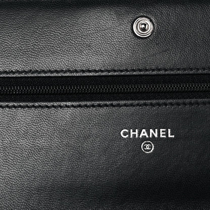 Chanel Lambskin Quilted Boy Wallet On Chain WOC Black 5 of 9