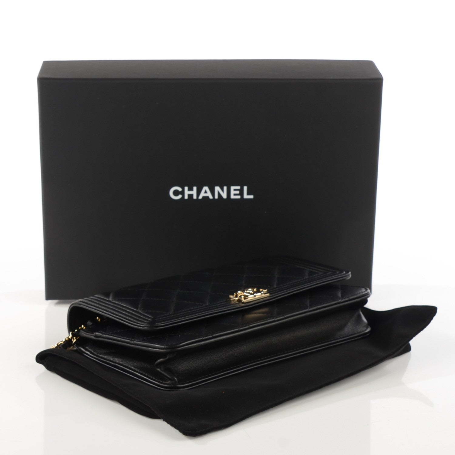 Chanel Lambskin Quilted Boy Wallet On Chain WOC Black 4 of 8