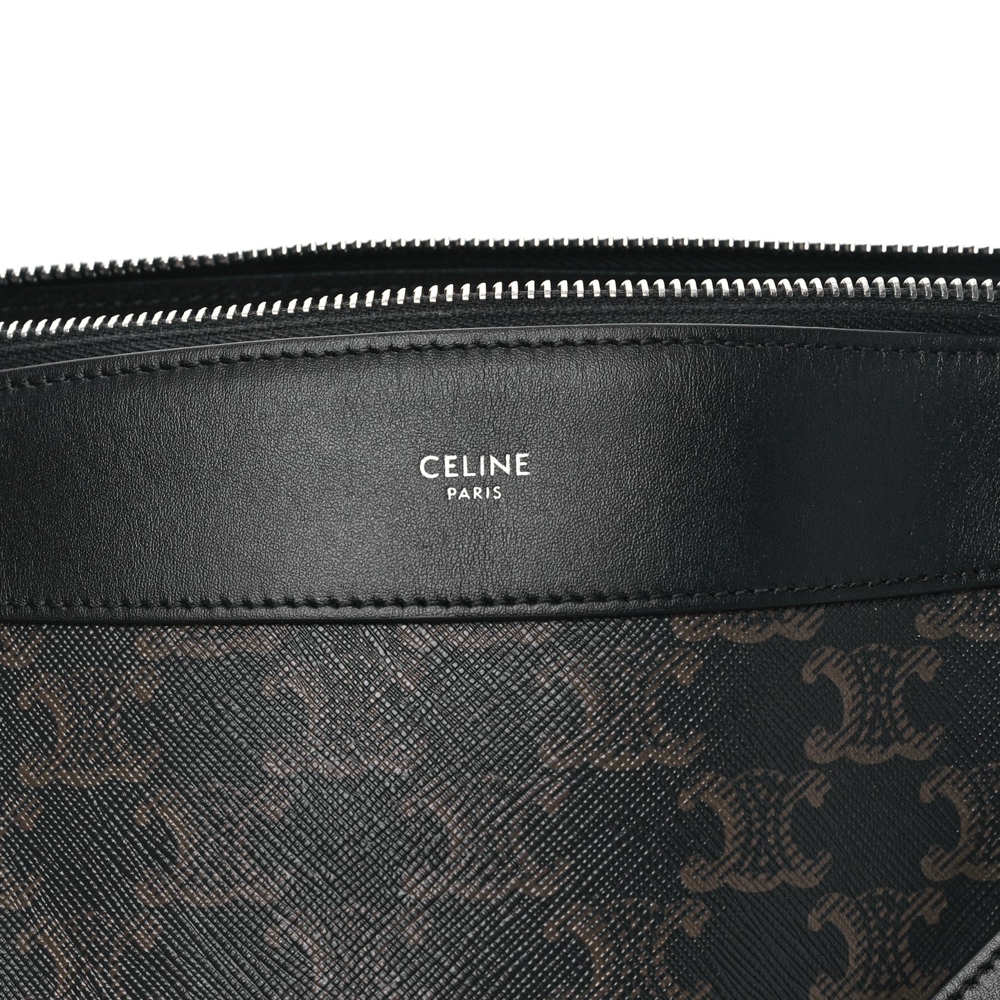 Triomphe Canvas Calfskin Large Romy Shoulder Bag Black