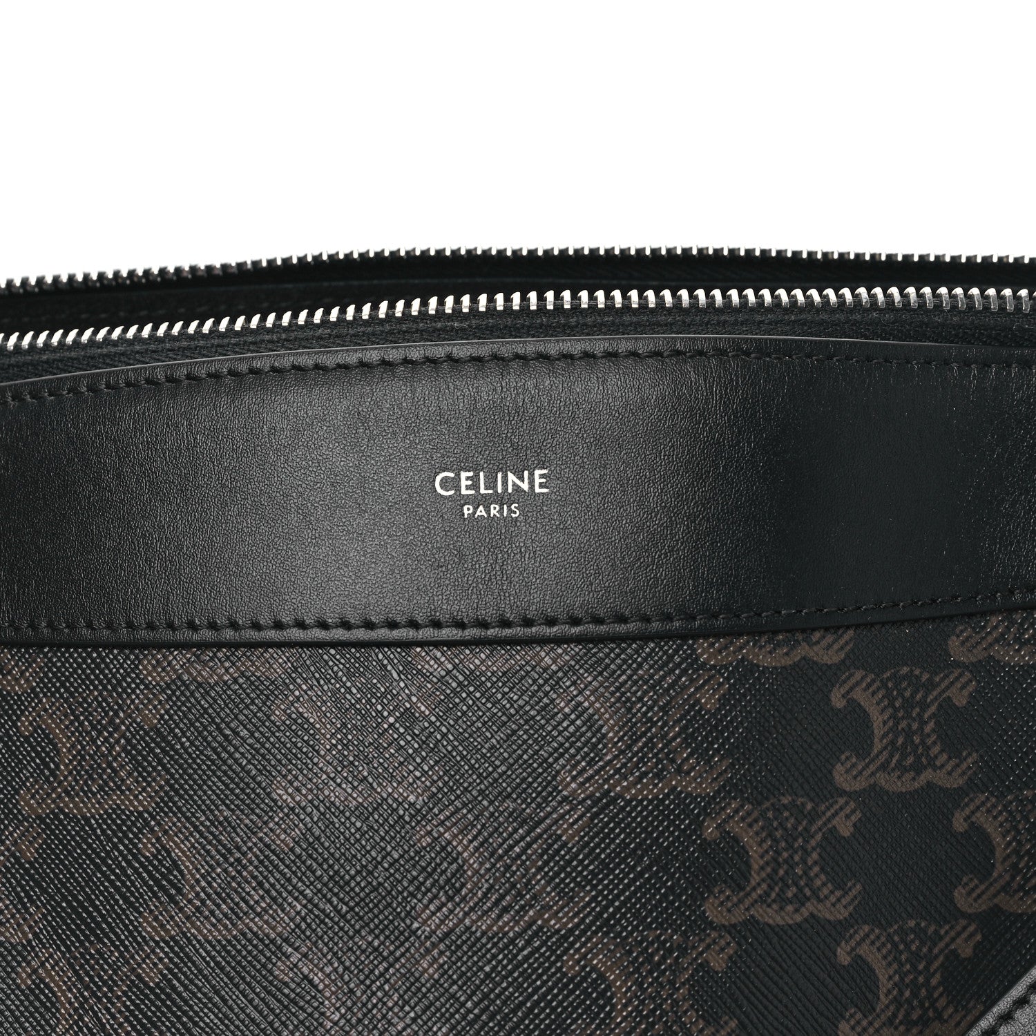 Celine Triomphe Canvas Calfskin Large Romy Shoulder Bag Black 7 of 10