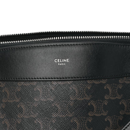 Celine Triomphe Canvas Calfskin Large Romy Shoulder Bag Black 7 of 10