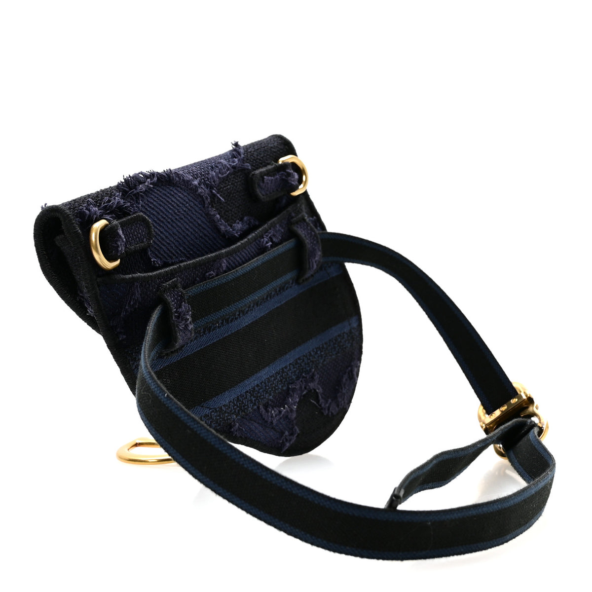 Christian Dior Canvas Embroidered Camouflage Saddle Belt Bag Blue 2 of 9
