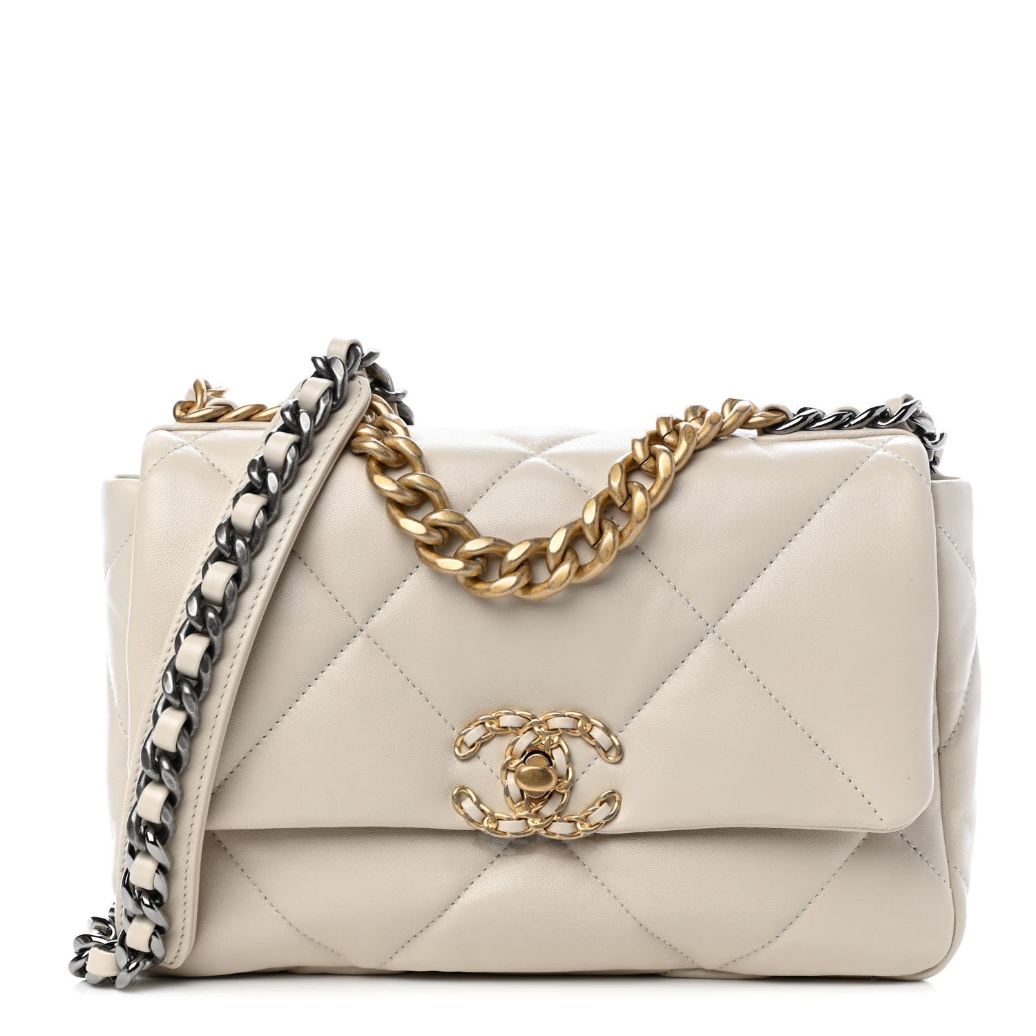 Chanel Lambskin Quilted Medium Chanel 19 Flap Light Beige 1 of 9