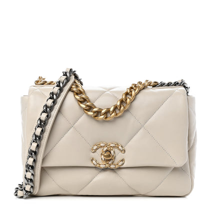 Chanel Lambskin Quilted Medium Chanel 19 Flap Light Beige 1 of 9
