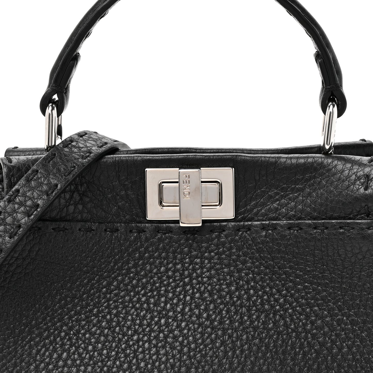 Cuoio Romano Selleria Bi-Color Mini Peekaboo Iconic Satchel Black Mou