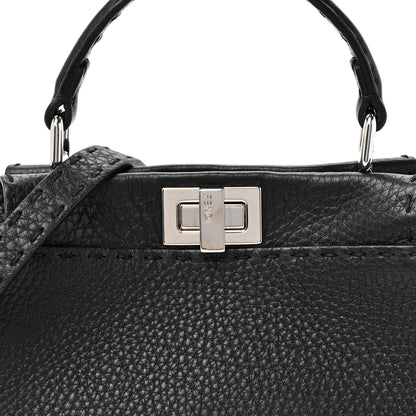 Fendi Cuoio Romano Selleria Bi-Color Mini Peekaboo Iconic Satchel Black Mou 8 of 10