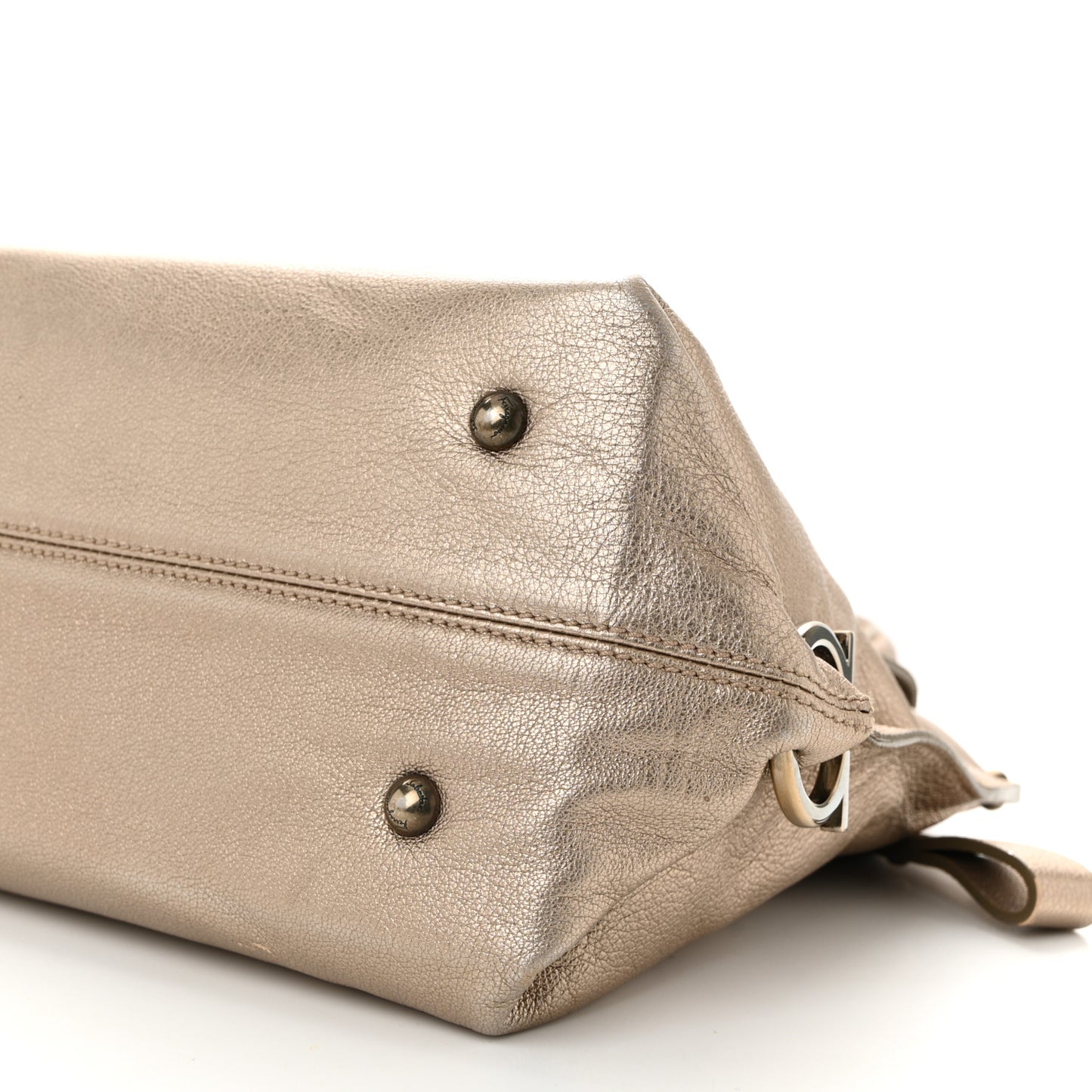 Metallic Grained Calfskin Medium Sofia Satchel Gold