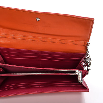Christian Dior Lambskin Cannage Rendezvous Wallet Coral 5 of 10