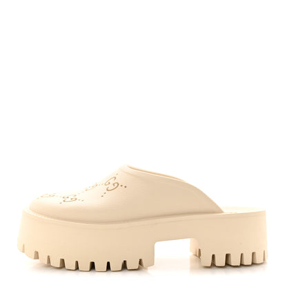 Gucci Rubber GG Monogram Perforated Elea Platform 55mm Lug Sole Sandals 38 Mystic White 1 of 10