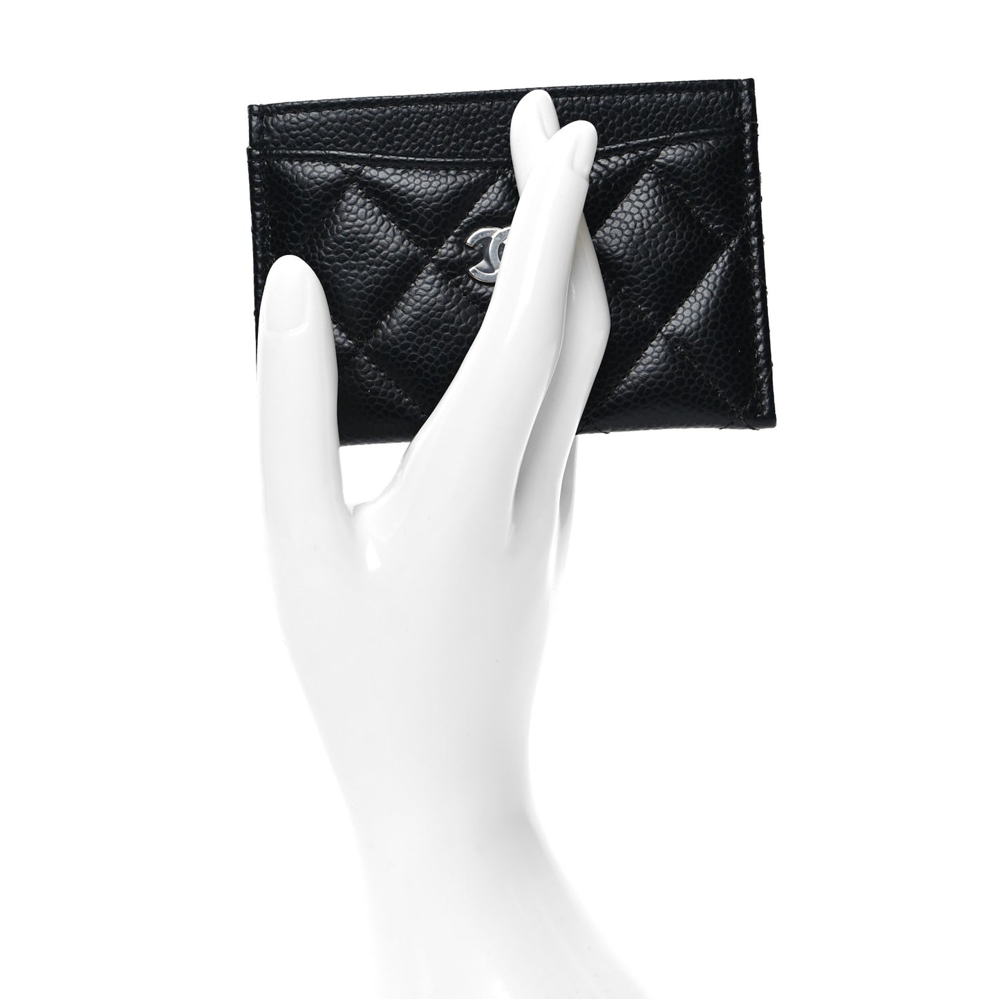 Caviar Quilted Card Holder Black
