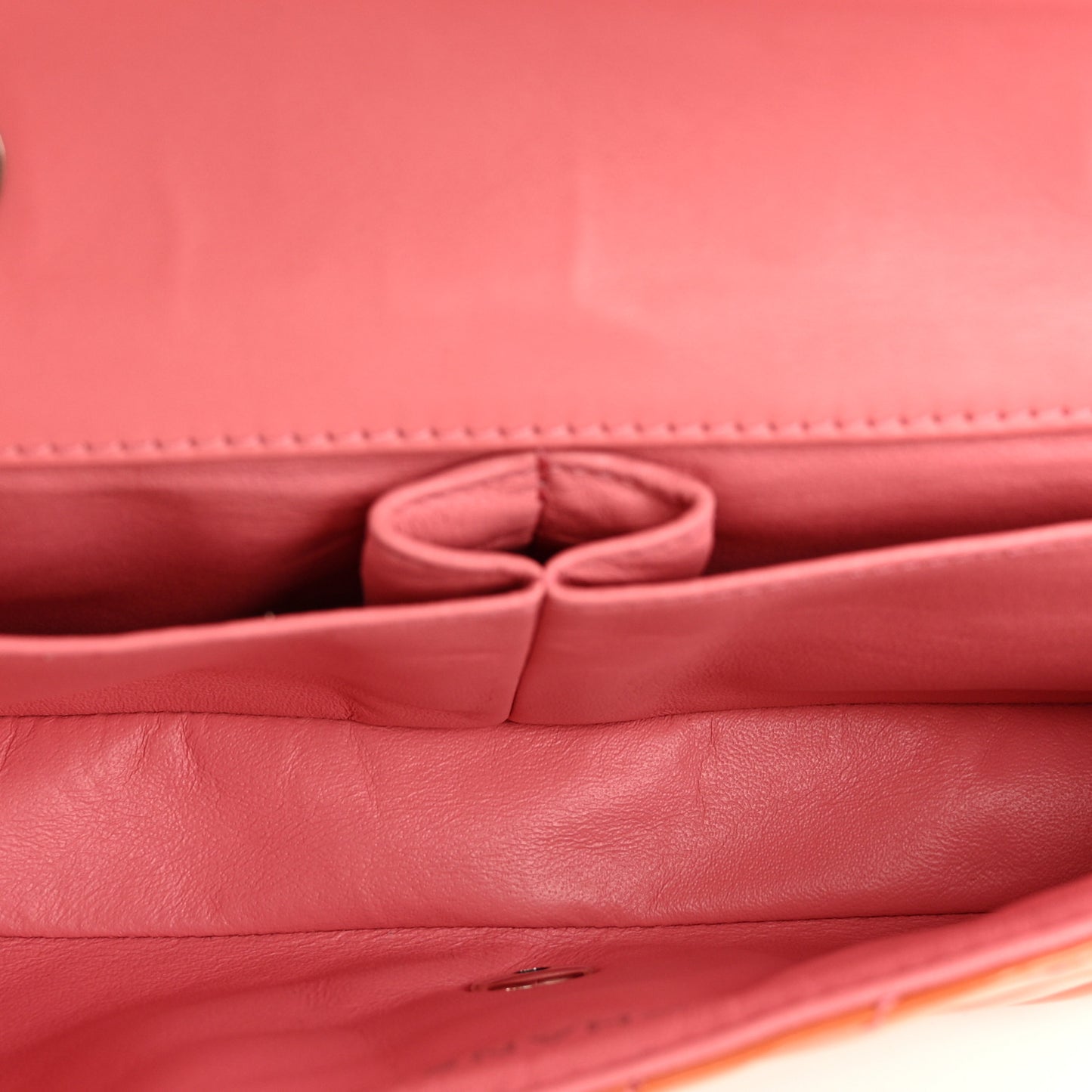 Patent Calfskin Chevron Quilted East West Flap Orange Pink