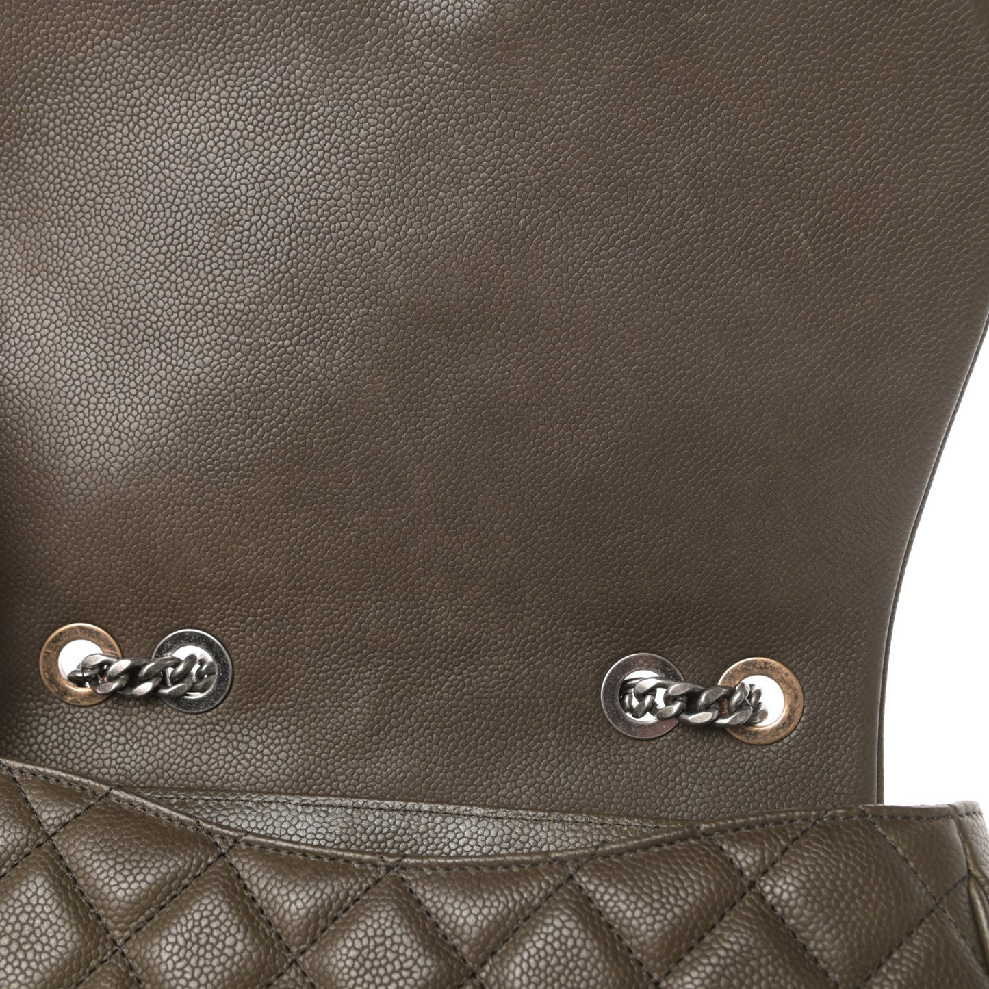 Caviar Quilted Casual Pocket Messenger Flap Khaki