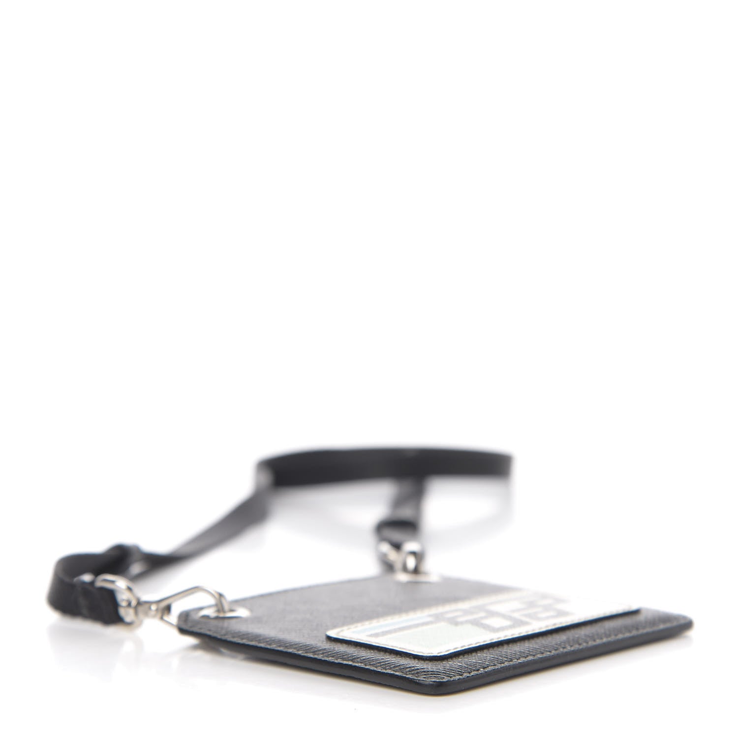 Prada Saffiano Racing Logo Lanyard ID Holder Black 3 of 4