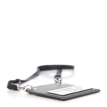 Prada Saffiano Racing Logo Lanyard ID Holder Black 3 of 4