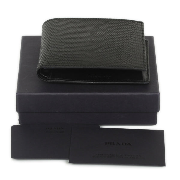 Lizard Mens Billfold Wallet Black