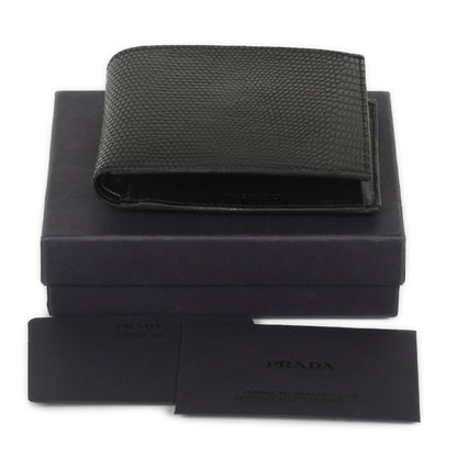 Prada Lizard Mens Billfold Wallet Black 11 of 11