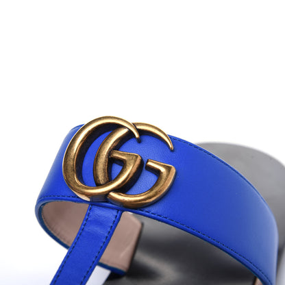 Gucci Calfskin GG Marmont Thong Sandals 38.5 Shiny Electric Blue 15 of 16