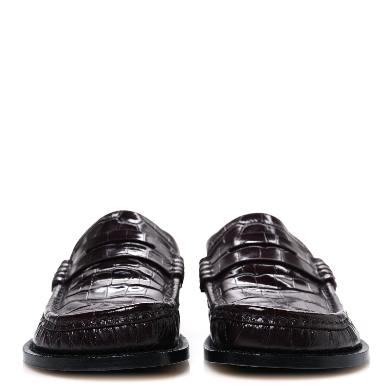 Loewe Calfskin Crocodile Embossed Campo Loafers 36 Burgundy 3 of 11