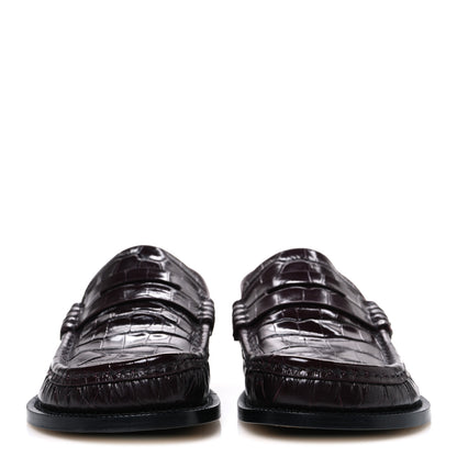 Loewe Calfskin Crocodile Embossed Campo Loafers 36 Burgundy 3 of 11