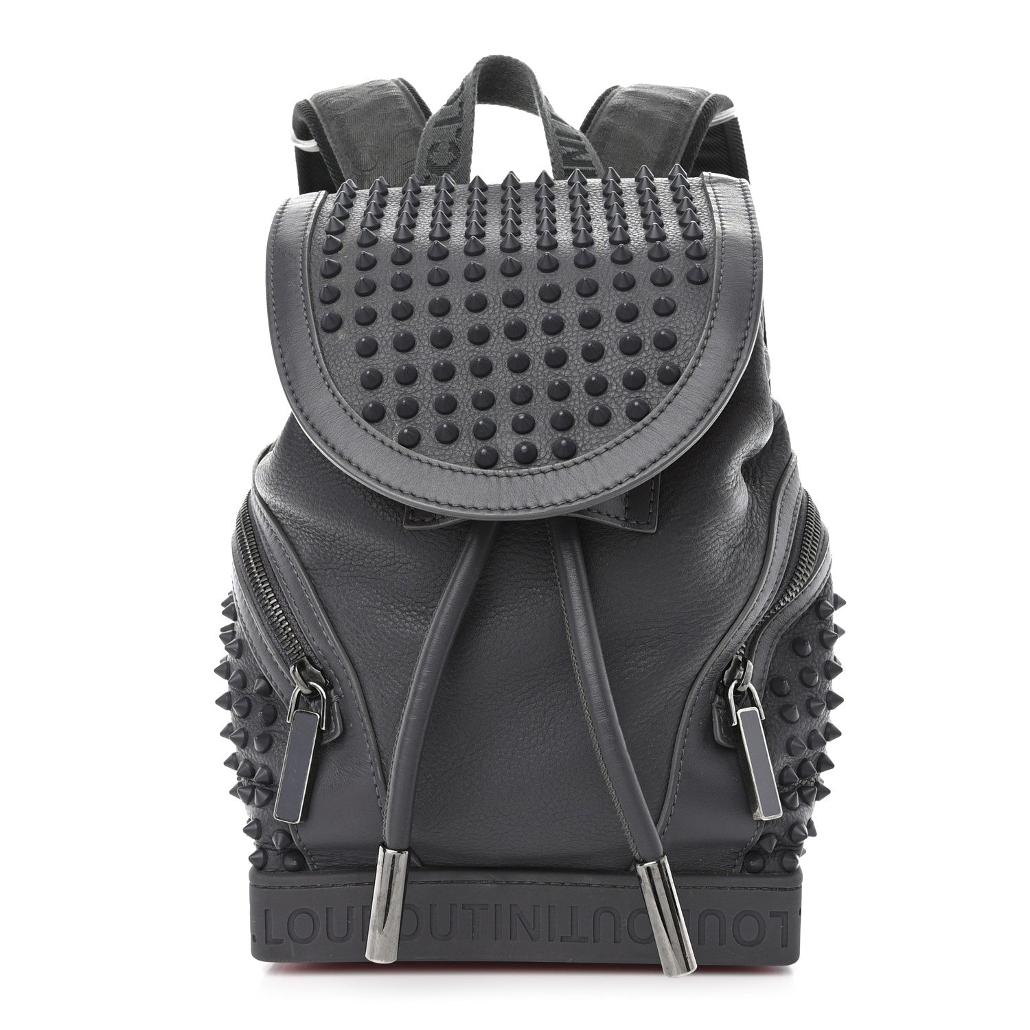 Christian Louboutin Calfskin Spiked Small Explorafunk Backpack Charbon 1 of 15