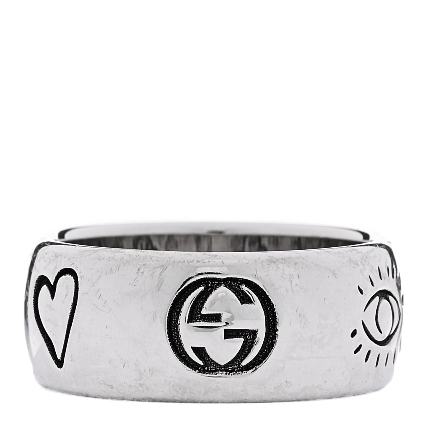 Sterling Silver Wide Blind for Love Band Ring 60 9
