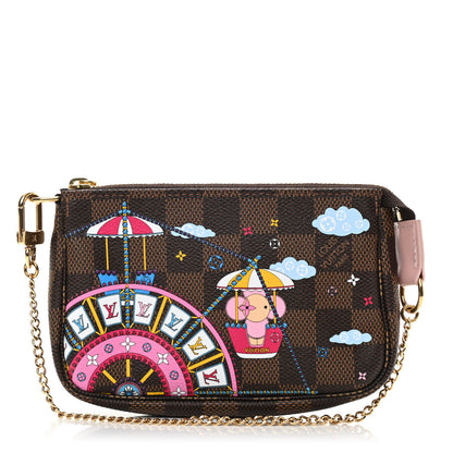 Louis Vuitton Damier Ebene 2020 Christmas Animation Big Wheel Mini Pochette Accessories Rose Ballerine 1 of 7