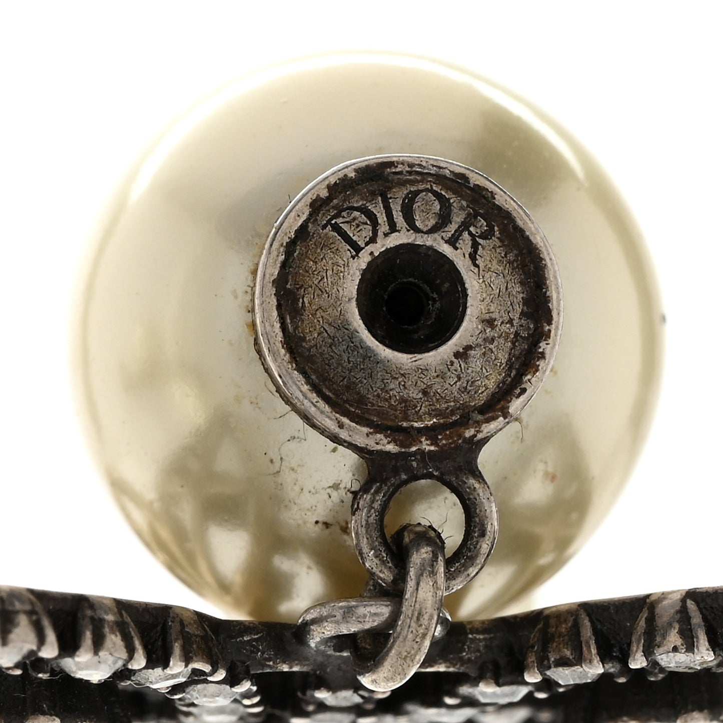 Crystal Pearl Butterfly Drop Earrings White