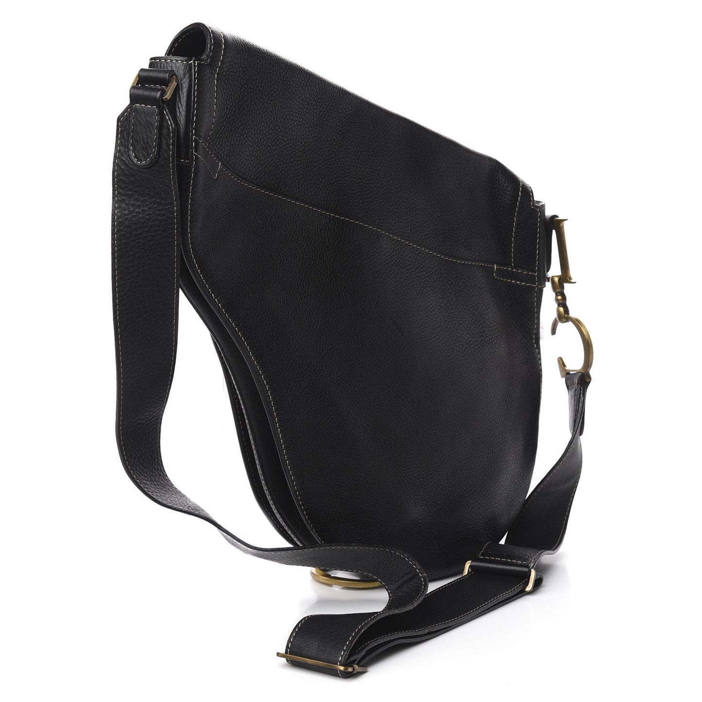 Calfskin Baudrier Saddle Bag Black