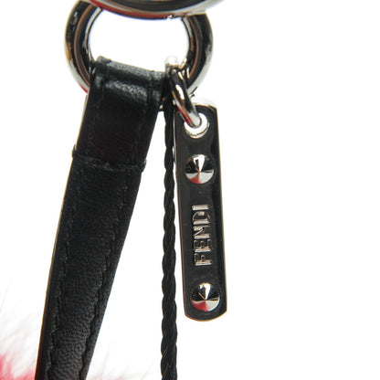 Fendi Fox Fur Shiny Nappa Rainbow Pom Pom Bag Charm Rosso Multicolor Black 4 of 4