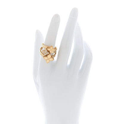 Roberto Coin 18K Yellow Gold Diamond Princess Flower Three Flower Ring 2 of 4