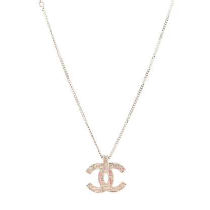 Chanel Crystal Enamel Tweed Effect CC Necklace Gold 1 of 6